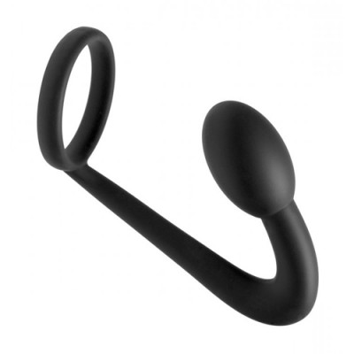 Prostatic Play Explorer Silicone Cock Ring and Prostate Plug - Erekciós gyűrű análdugóval