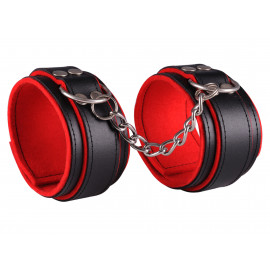 Dominate Me Leather Ankle Cuffs D21 Black-Red
