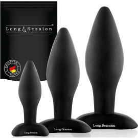 Paloqueth Long.Session Analplug Set from Skin-Friendly Silicone Black 3 pack