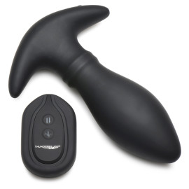 ThunderPlugs Rim Slide 10X Sliding Ring Silicone Butt Plug with Remote Black