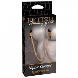 Fetish Fantasy Gold Chain Nipple Clamps - Arany mellbimbó szorítók lánccal