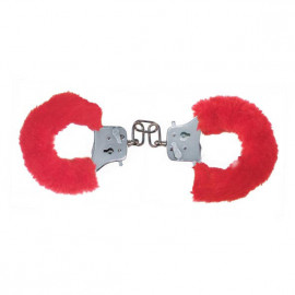 Toyjoy Furry Fun Cuffs - Plüss fém bilincsek Piros