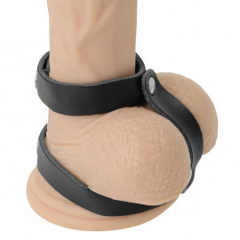Darkness Adjustable Leather Penis and Testicles Ring