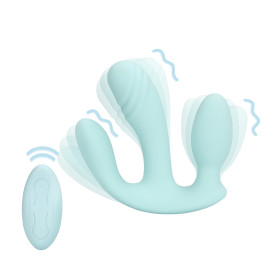Loveline Three-In-One Liquid Silicone Vibrator Breezy Blue