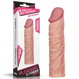 LoveToy Pleasure X Tender Penis Sleeve LV1052 Add 2" Flesh