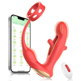 SuperLove Flapping & Vibrating Prostate Massager Anal Lock with Remote & App Red
