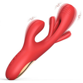 SuperLove Rabbit Flapping G-Spot 3in1 Vibrator Red