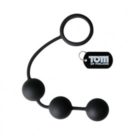 Tom of Finland Silicone Cock Ring with 3 Weighted Balls - Péniszgyűrű análgolyókkal
