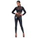 Noir Handmade Jumpsuit Power Wet Look & Tiger Design 2730570