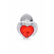 Booty Sparks Red Heart Glass Anal Plug with Gem Small