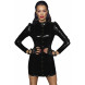 Noir Handmade F246 Short PVC Dress Fastened in the Front with Gold Clasps