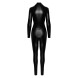 Noir Handmade F319 Caged Wetlook Catsuit with Zippers and Ring