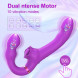 SuperLove Strapless Strap-On with Dual Vibrations, Flapping & Remote Purple