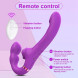 SuperLove Strapless Strap-On with Dual Vibrations, Flapping & Remote Purple
