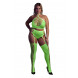 Ouch! Glow in the Dark Two Piece with Grecian Halter Neck Crop Top and Garter Belt Neon Green